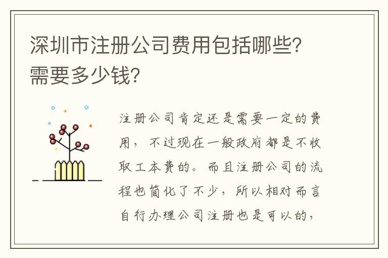 深圳市注冊公司費用包括哪些？需要多少錢？