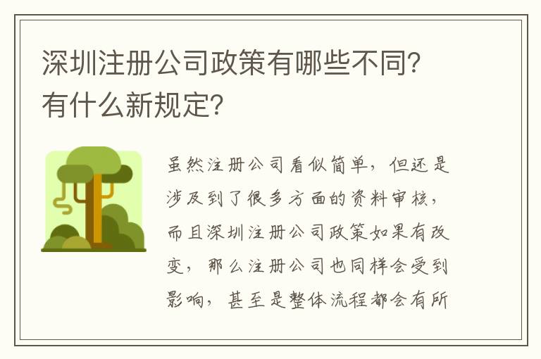 深圳注冊公司政策有哪些不同？有什么新規定？