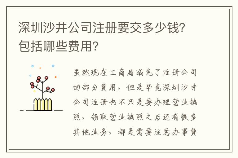 深圳沙井公司注冊要交多少錢？包括哪些費用？