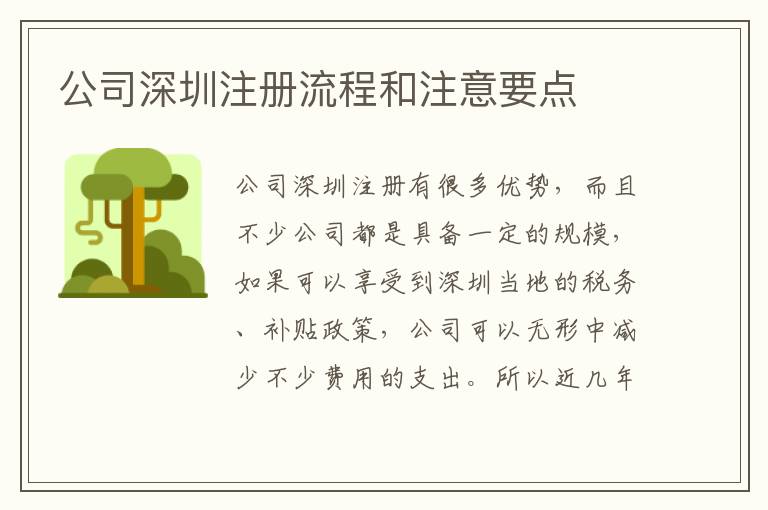 公司深圳注冊流程和注意要點