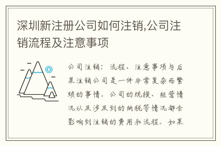 深圳新注冊公司如何注銷,公司注銷流程及注意事項