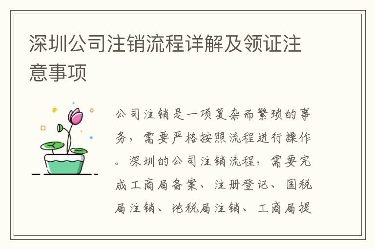 深圳公司注銷流程詳解及領證注意事項
