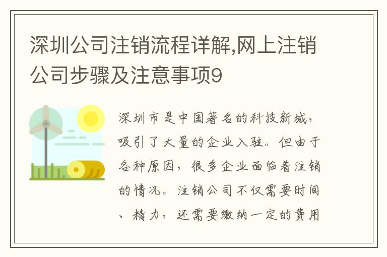 深圳公司注銷流程詳解,網上注銷公司步驟及注意事項9
