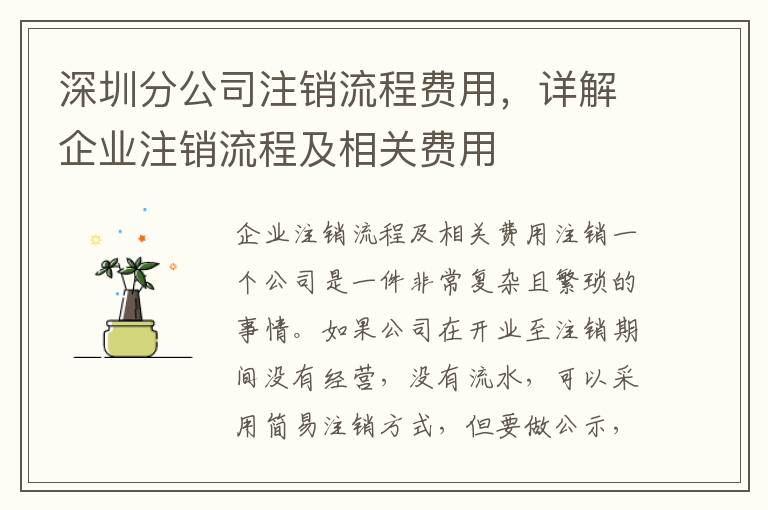 深圳分公司注銷流程費(fèi)用，詳解企業(yè)注銷流程及相關(guān)費(fèi)用