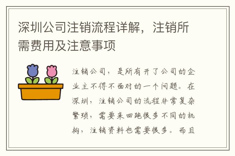 深圳公司注銷流程詳解，注銷所需費(fèi)用及注意事項(xiàng)