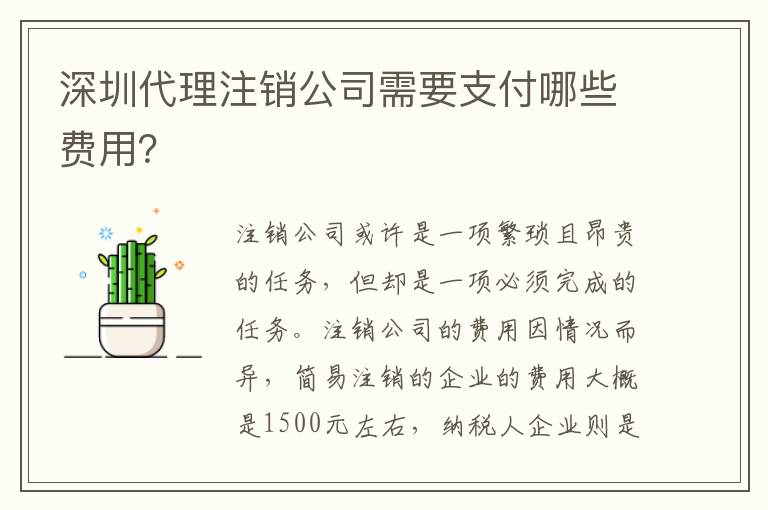 深圳代理注銷公司需要支付哪些費用？