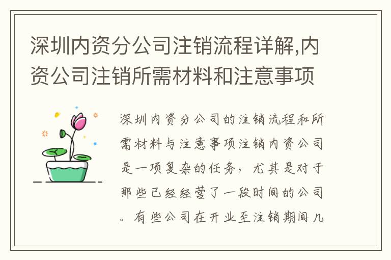 深圳內資分公司注銷流程詳解,內資公司注銷所需材料和注意事項