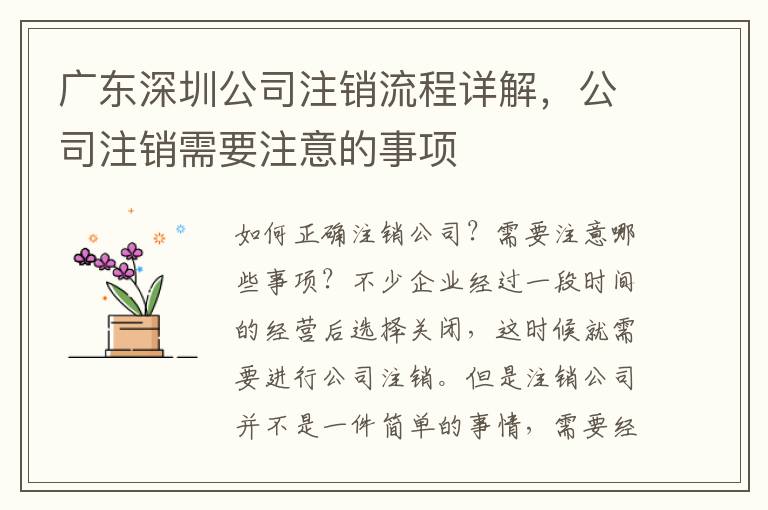 廣東深圳公司注銷流程詳解，公司注銷需要注意的事項(xiàng)