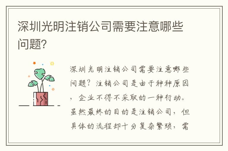深圳光明注銷公司需要注意哪些問題？