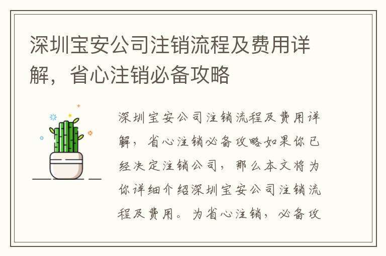 深圳寶安公司注銷流程及費用詳解，省心注銷必備攻略