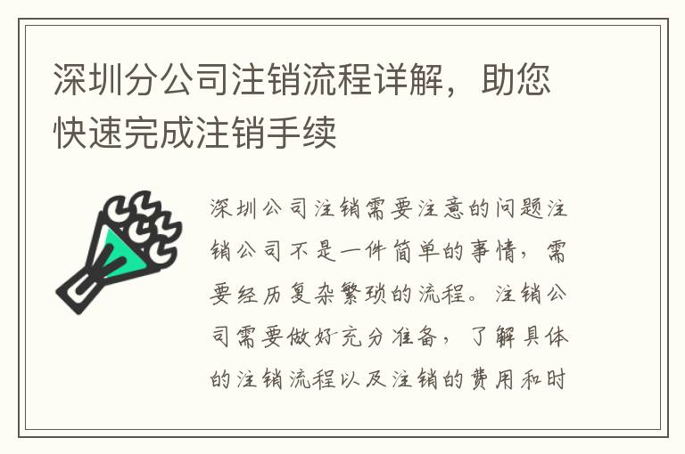 深圳分公司注銷流程詳解，助您快速完成注銷手續