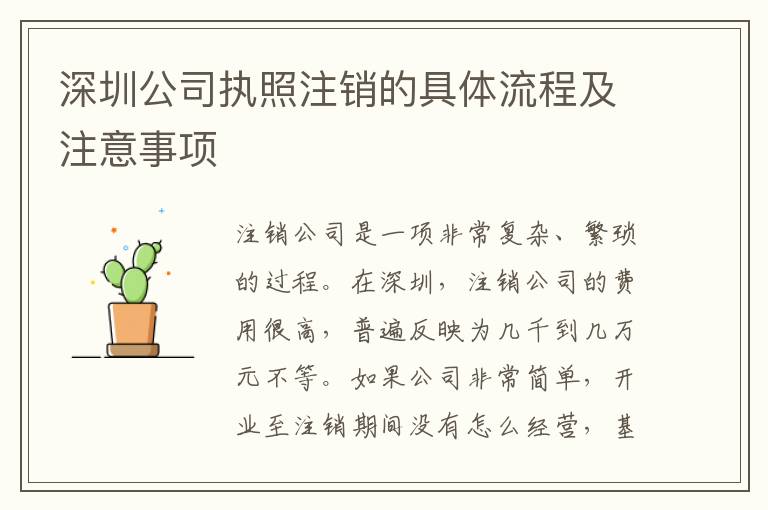 深圳公司執(zhí)照注銷的具體流程及注意事項(xiàng)
