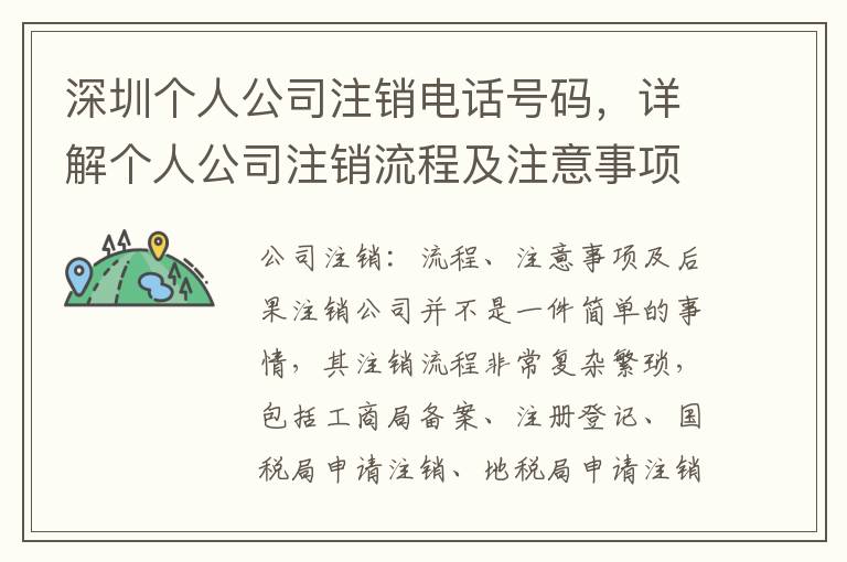 深圳個人公司注銷電話號碼，詳解個人公司注銷流程及注意事項