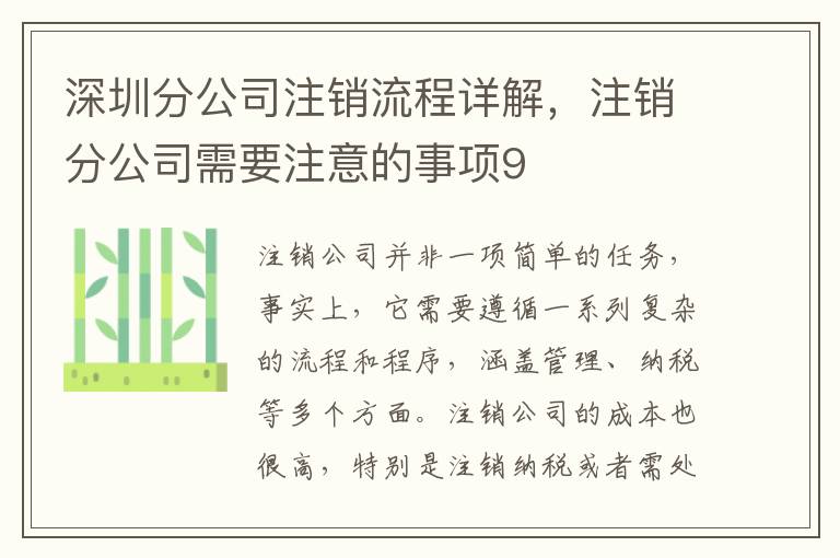 深圳分公司注銷流程詳解，注銷分公司需要注意的事項9