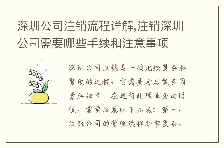 深圳公司注銷流程詳解,注銷深圳公司需要哪些手續和注意事項