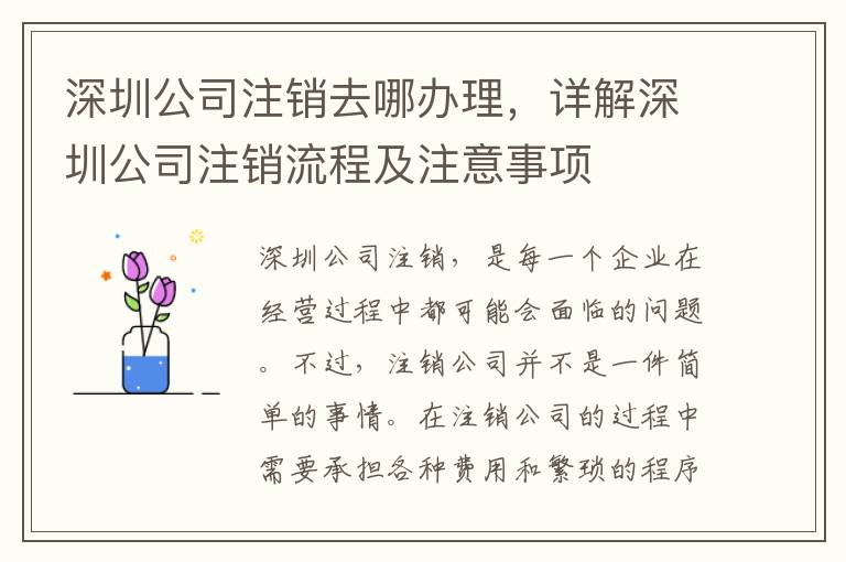 深圳公司注銷去哪辦理，詳解深圳公司注銷流程及注意事項(xiàng)