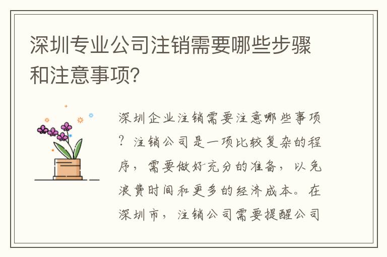 深圳專業(yè)公司注銷需要哪些步驟和注意事項(xiàng)？