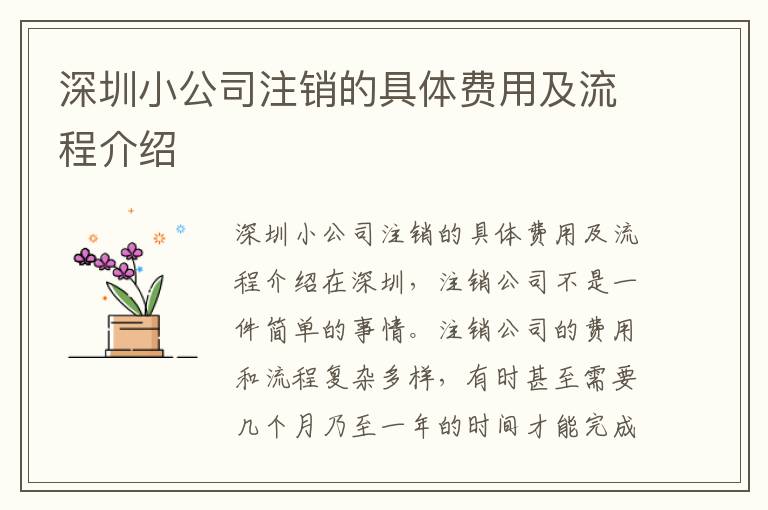 深圳小公司注銷的具體費用及流程介紹