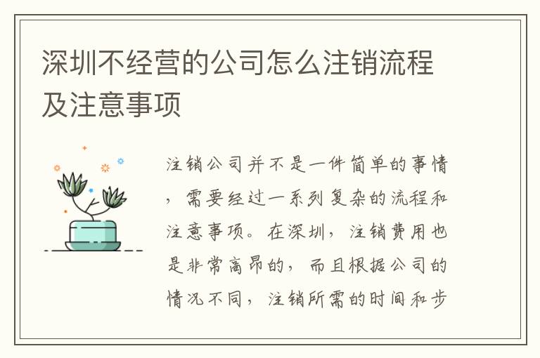 深圳不經(jīng)營(yíng)的公司怎么注銷流程及注意事項(xiàng)