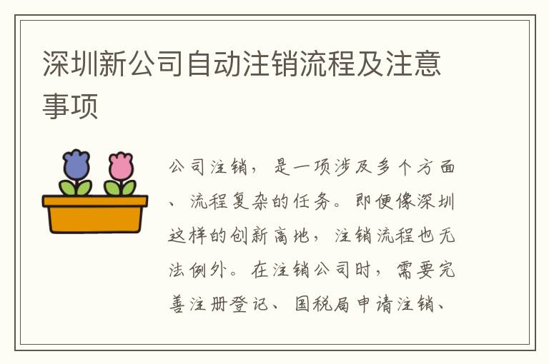 深圳新公司自動(dòng)注銷流程及注意事項(xiàng)