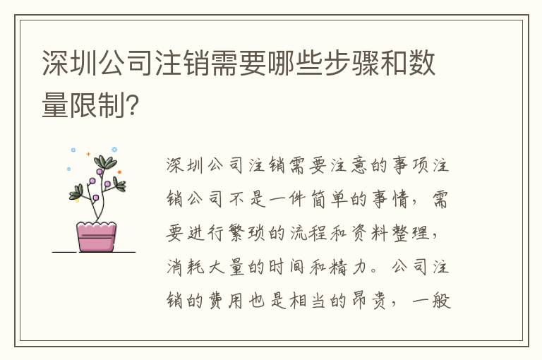深圳公司注銷需要哪些步驟和數(shù)量限制？