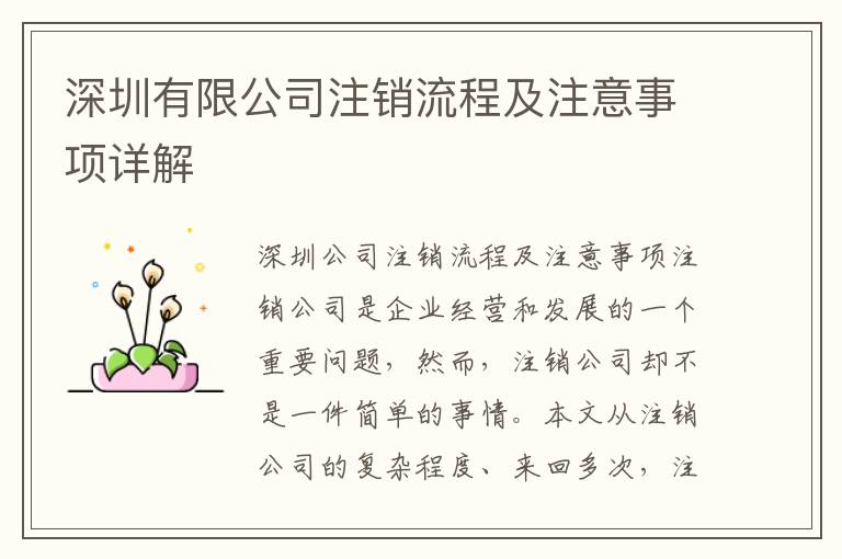 深圳有限公司注銷流程及注意事項詳解