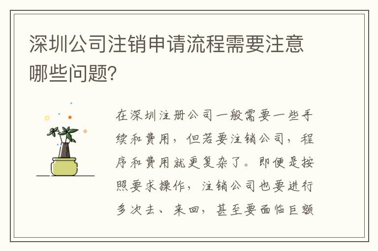 深圳公司注銷申請(qǐng)流程需要注意哪些問題？