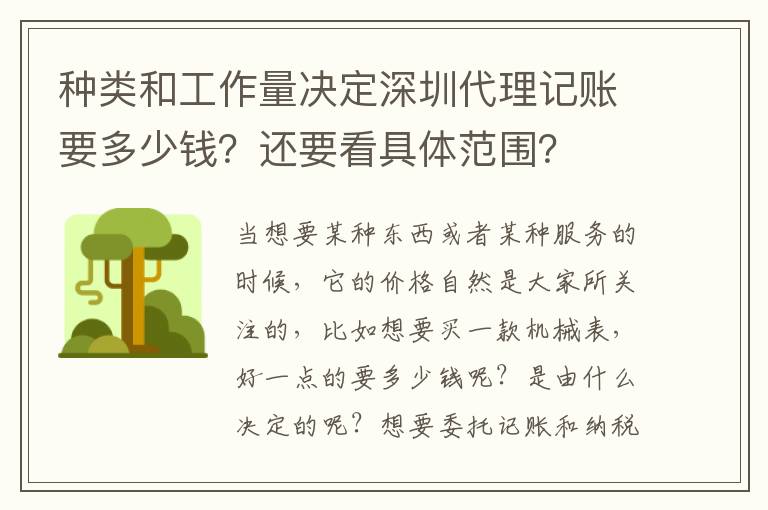 種類和工作量決定深圳代理記賬要多少錢？還要看具體范圍？